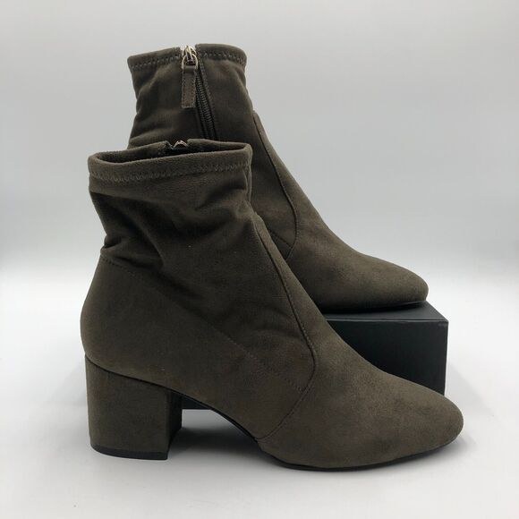 Aldo Ankle Booties‎ Women's Size 8 Green Suede Almond Toe Block Heel Side Zip - Picture 2 of 16